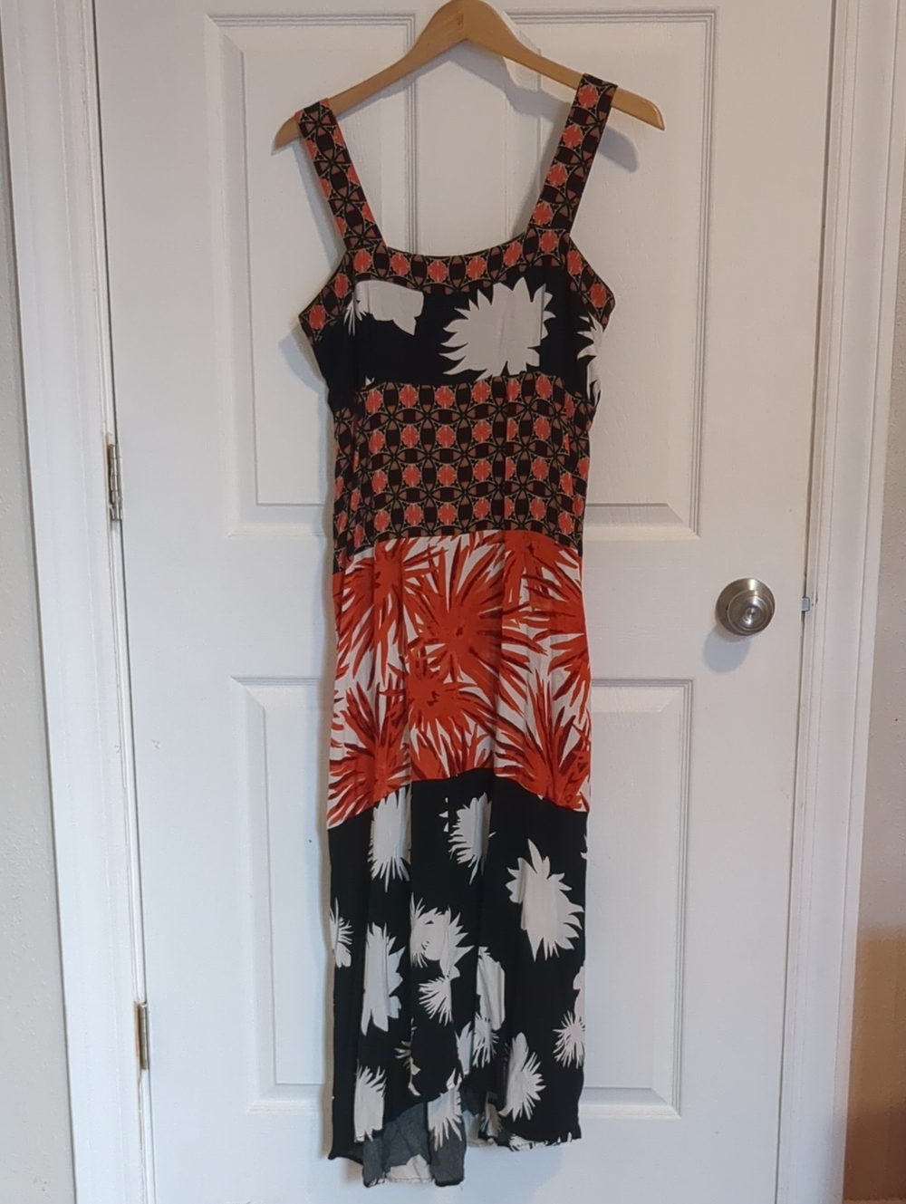 MSK Tiered Mixed-Print Maxi Dress